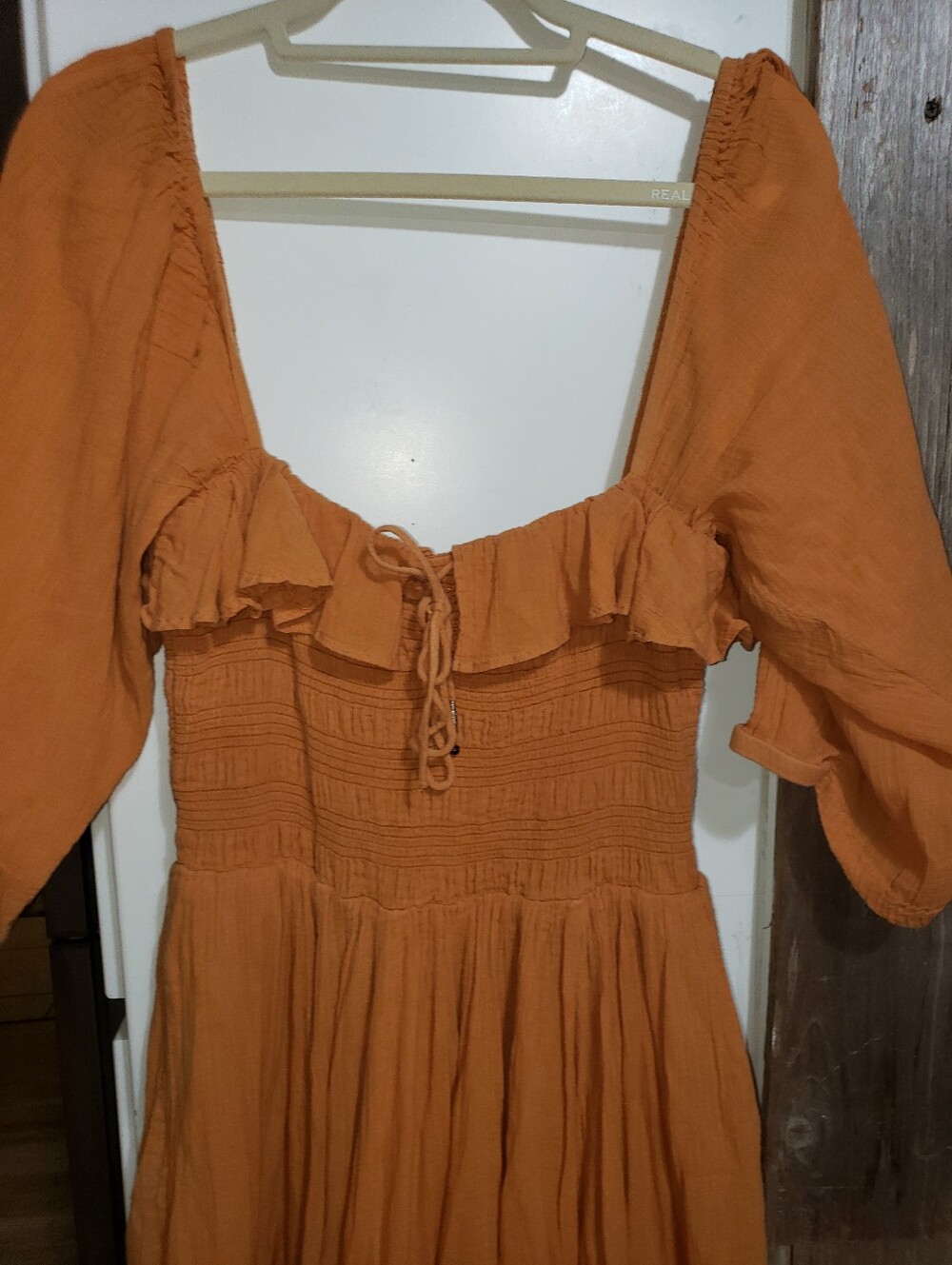 Free People Oasis Long Boho Honey Topaz Large Dress Milkmaid/cottagecore - Picture 2 of 6